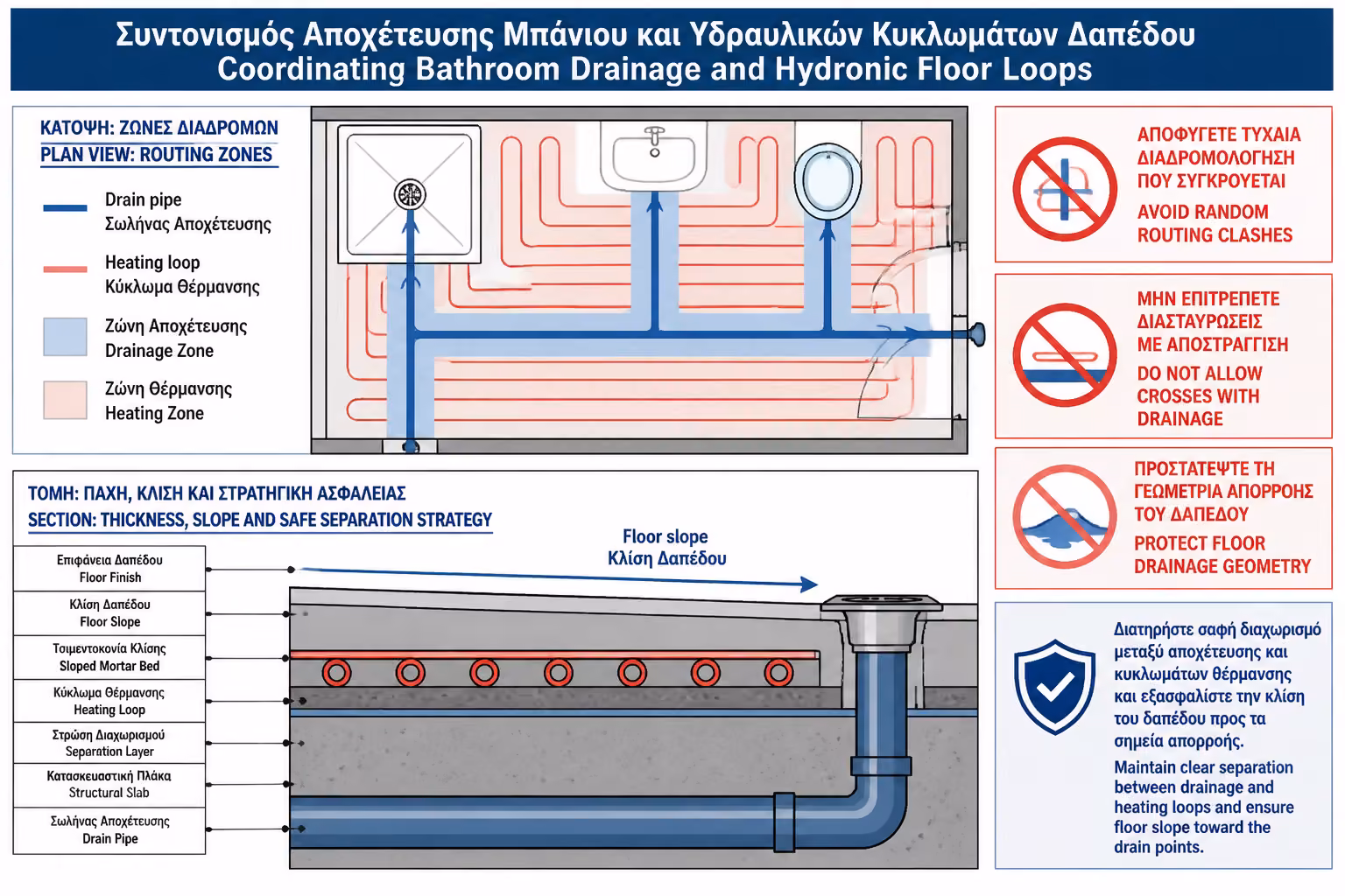 Εικονογράφηση για 11. Διελεύσεις σωλήνων αποχέτευσης και θερμικοί σωλήνες: πώς συνυπάρχουν
