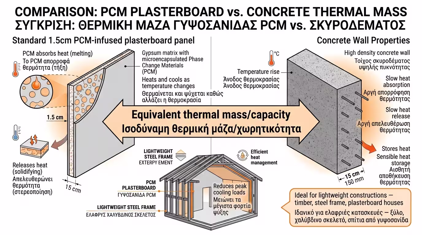 Γυψοσανίδα με μικρο-κάψουλες PCM - εφαρμογή σε ελαφριές κατασκευές