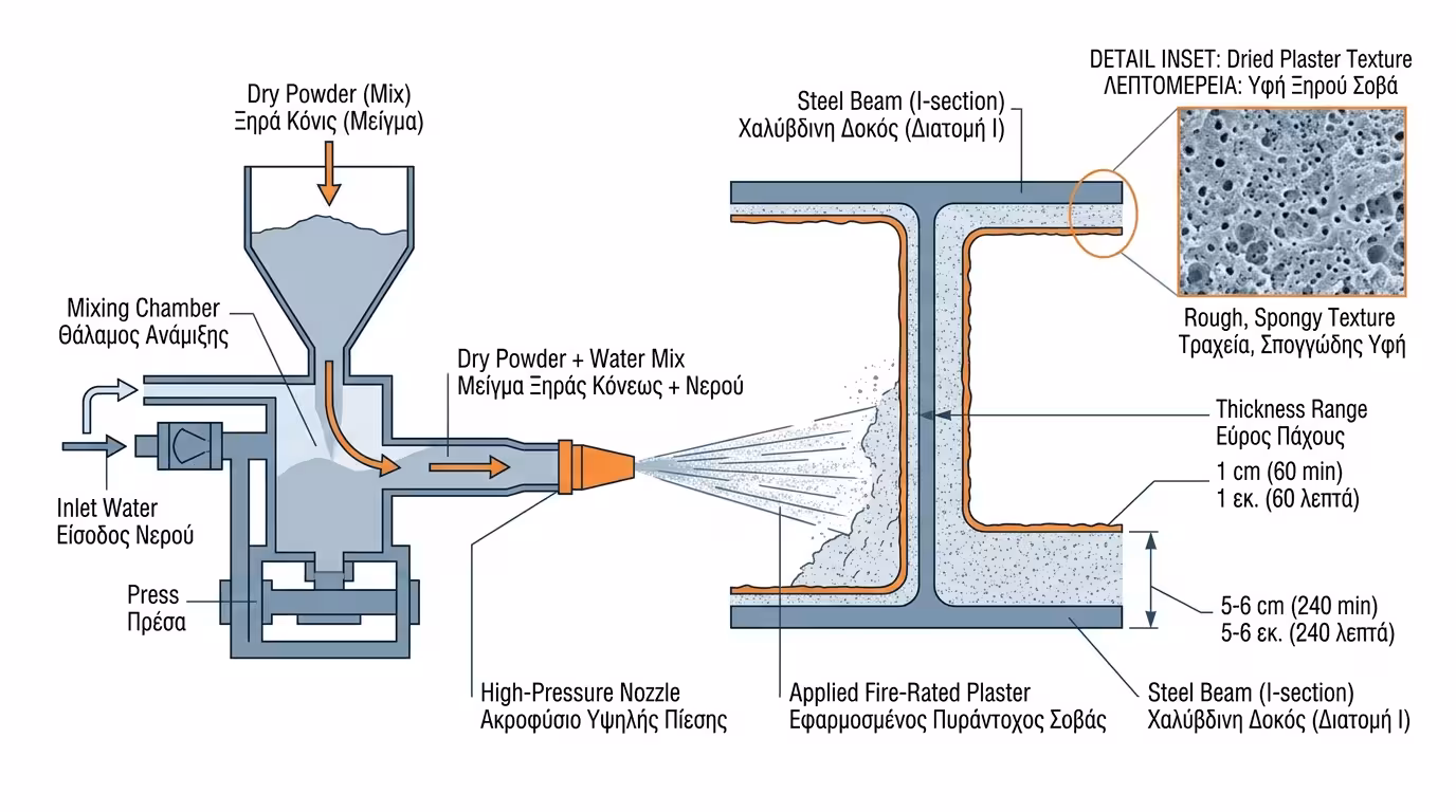 Πρέσα εκτόξευσης σοβά - πάχος 1 έως 6 εκατοστά