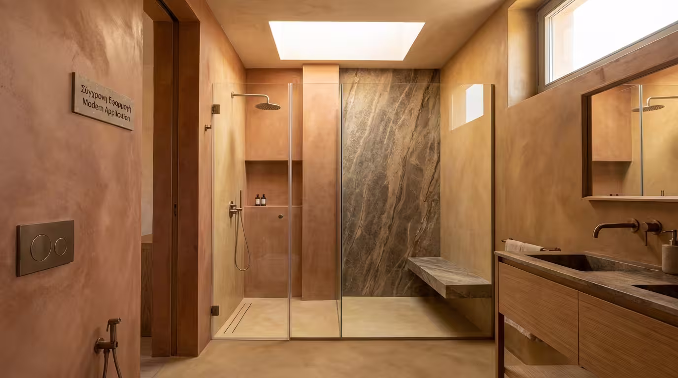 Κουρασάνι σε μπάνιο - πολυτελής ρουστίκ αισθητική