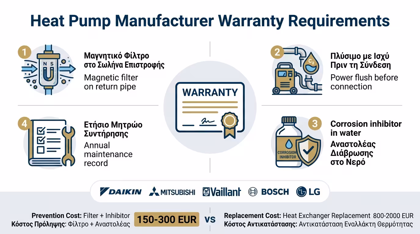 Εγγύηση κατασκευαστή Αντλίας Θερμότητας - απαίτηση μαγνητικού φίλτρου