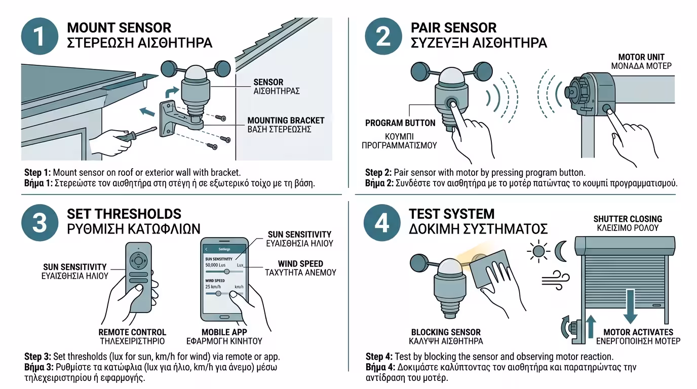 Εξοικονόμηση ενέργειας μέσω καιρικών αυτοματισμών σε ρολά