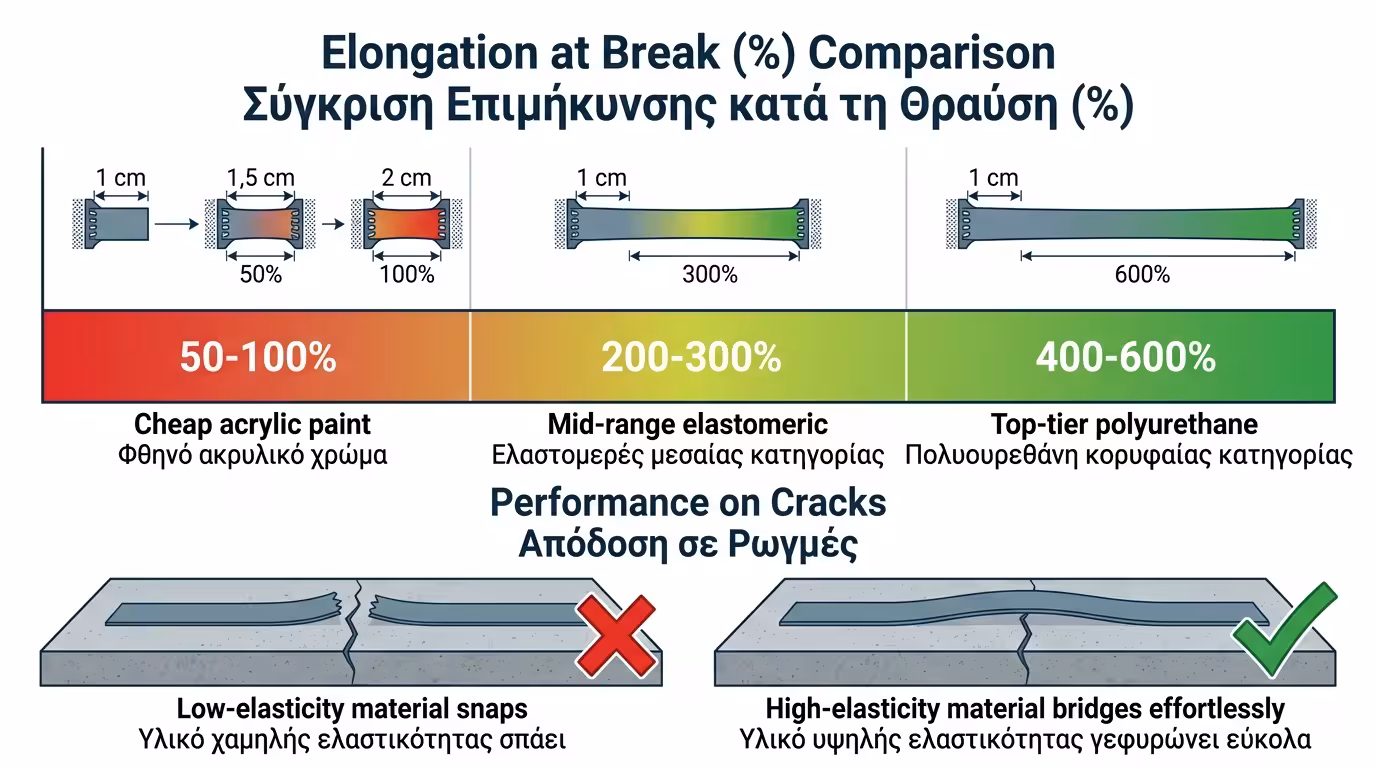 Ελαστικότητα υλικού - 50% vs 500% επιμήκυνση