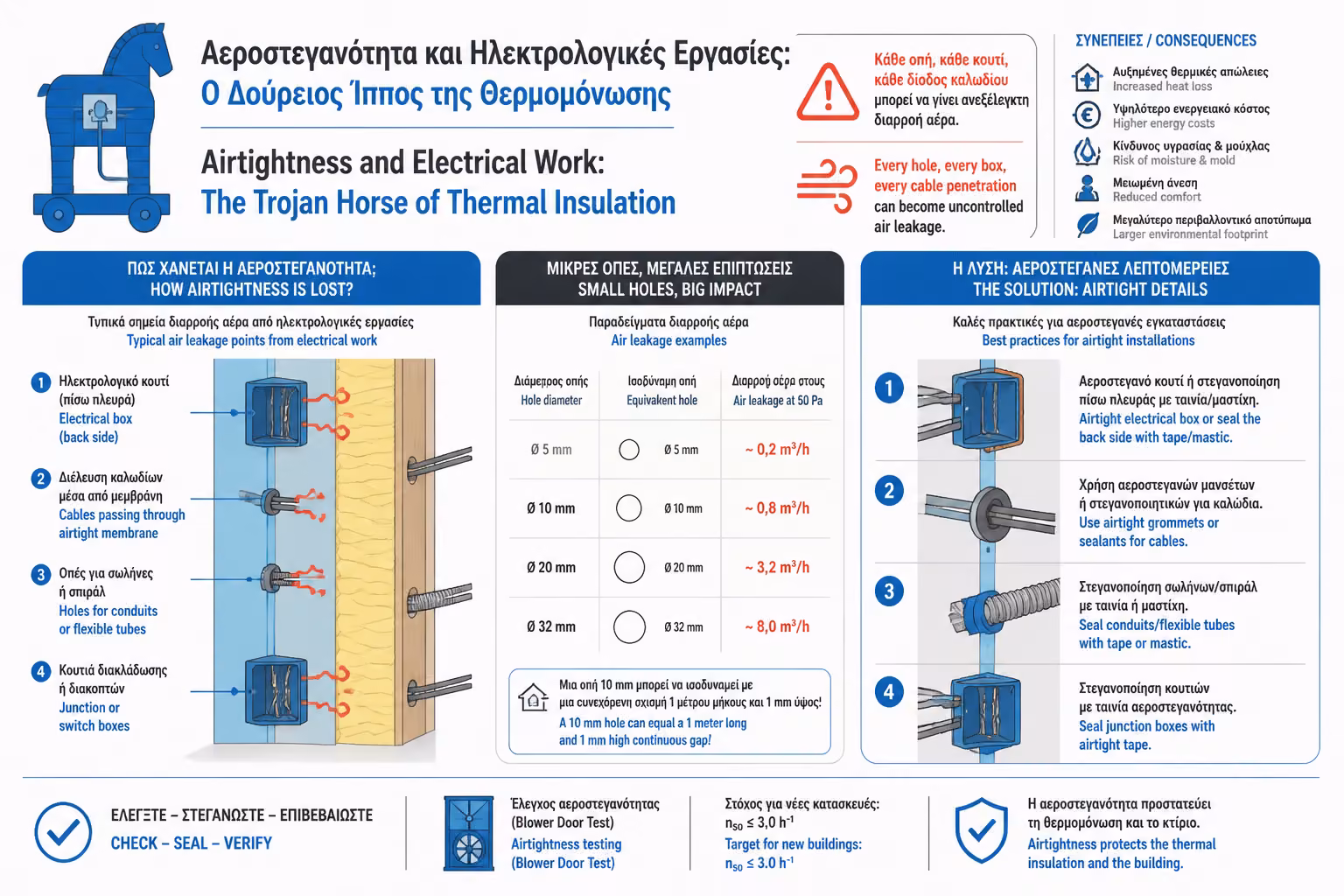 Διαρροές αέρα από κουτιά και ηλεκτρολογικές διεισδύσεις
