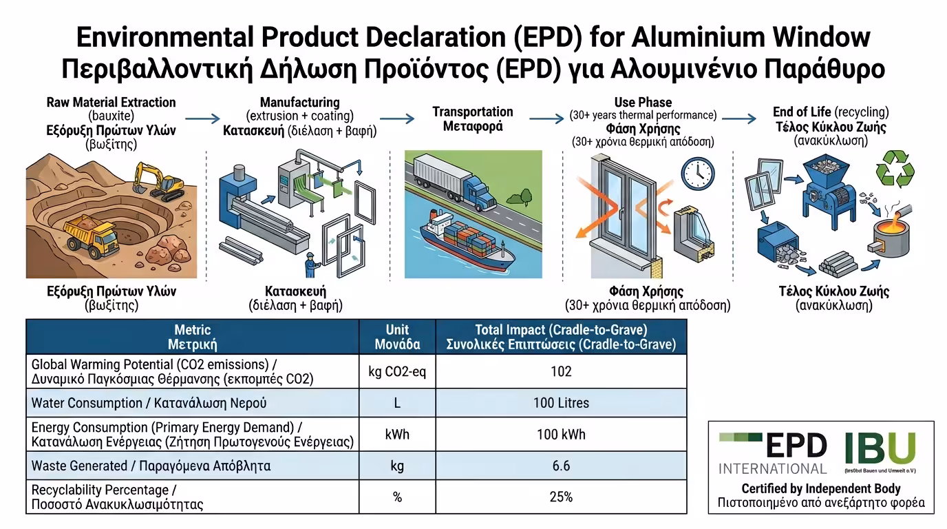 EPD - Περιβαλλοντική Δήλωση Προϊόντος, κύκλος ζωής κουφώματος