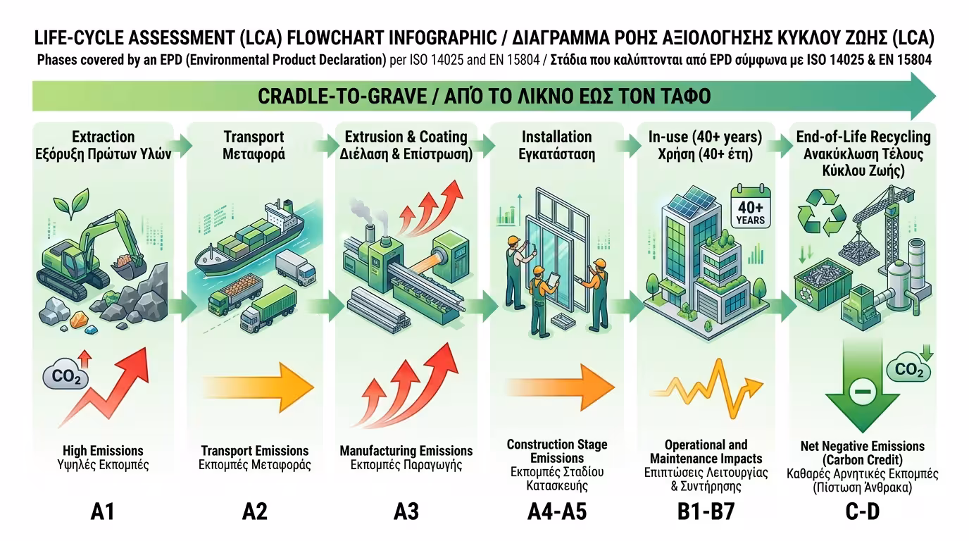 EPD - Περιβαλλοντική Δήλωση Προϊόντος, κύκλος ζωής LCA