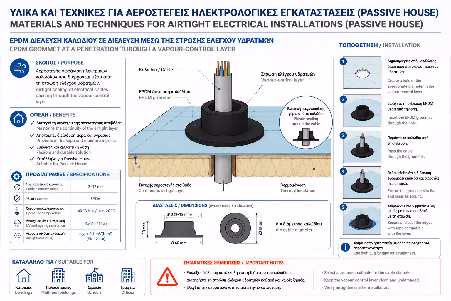 EPDM φλάντζα σε διέλευση μέσα από φράγμα υδρατμών