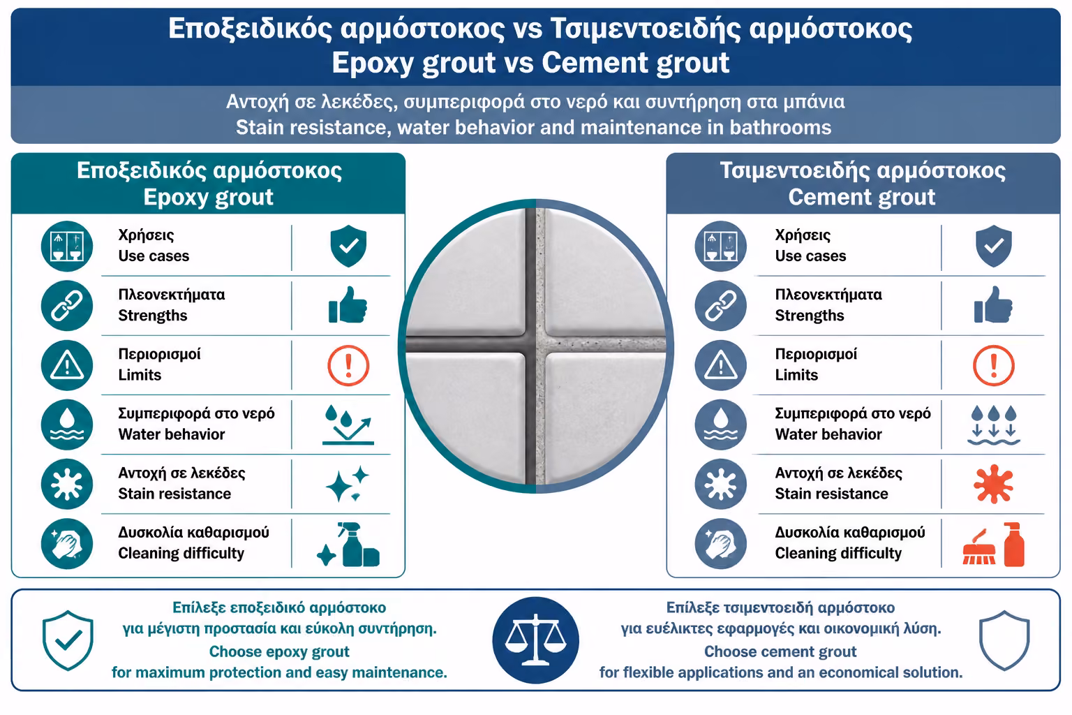 Εικονογράφηση για 7. Πλεονεκτήματα σε σχέση με τσιμεντοειδή αρμόστοκο