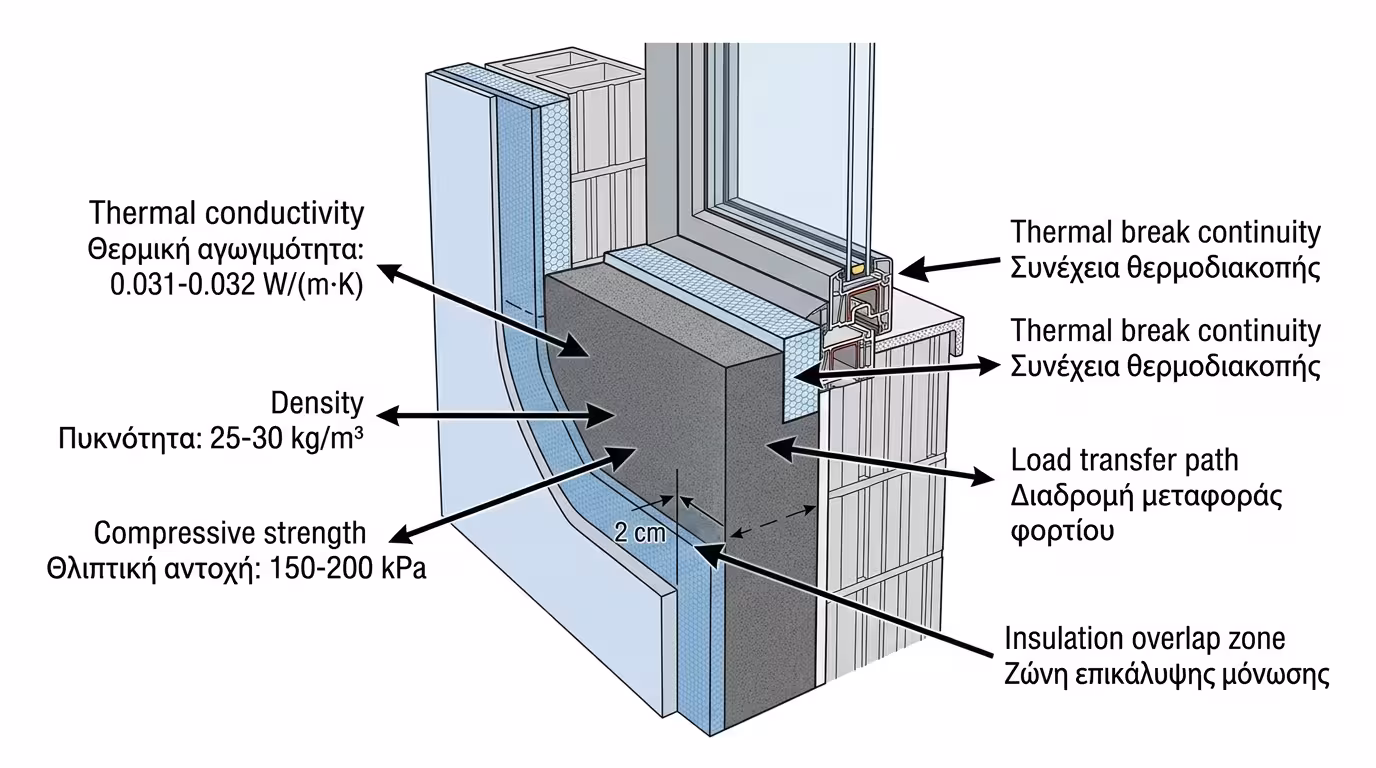 Προφίλ EPS/Neopor υψηλής πυκνότητας για πλαϊνές θερμομονωτικές ψευτόκασες