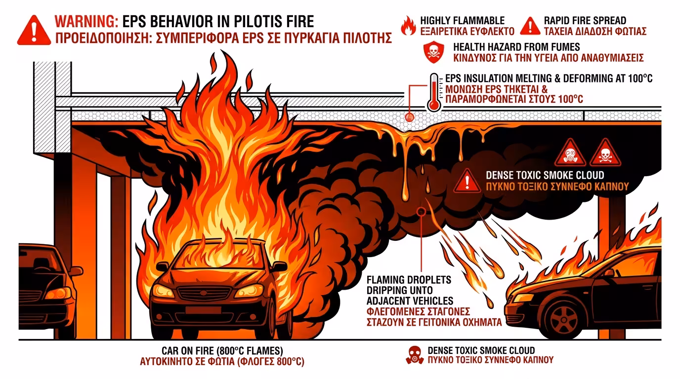 EPS λιώνει, στάζει φλεγόμενο - τοξικός καπνός στον χώρο