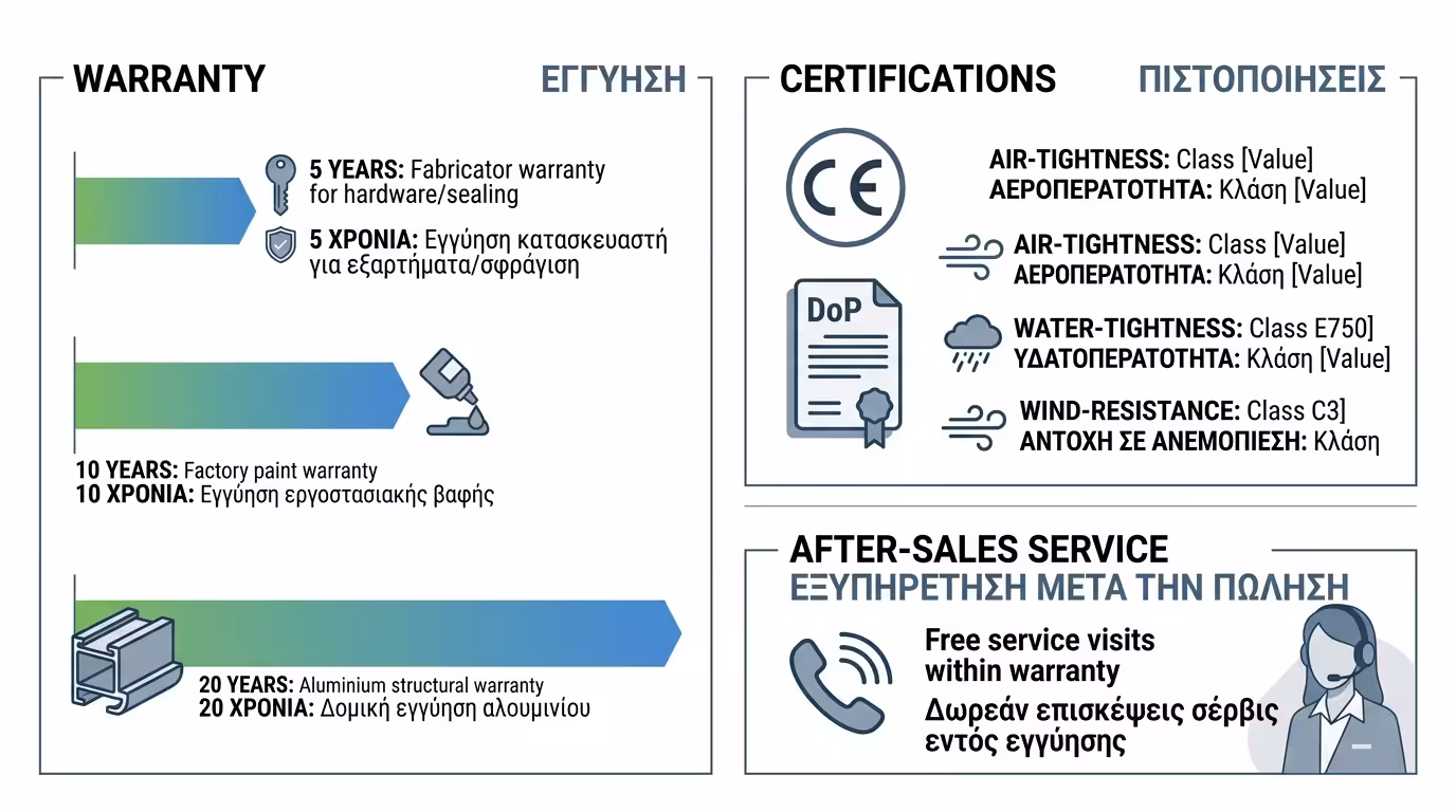 Εγγυήσεις - CE, DoP, service, χρονοδιάγραμμα