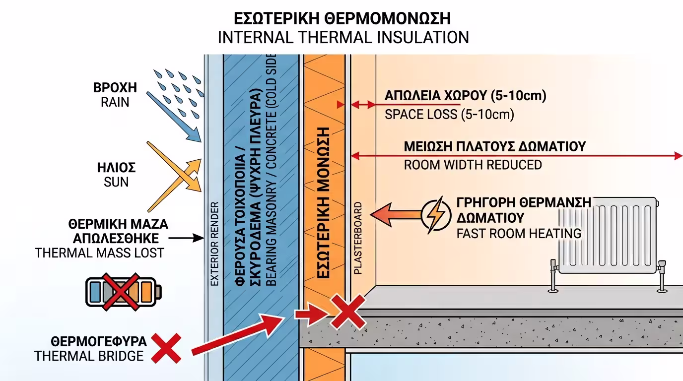 Εσωτερική θερμομόνωση - ευέλικτη λύση με γυψοσανίδα