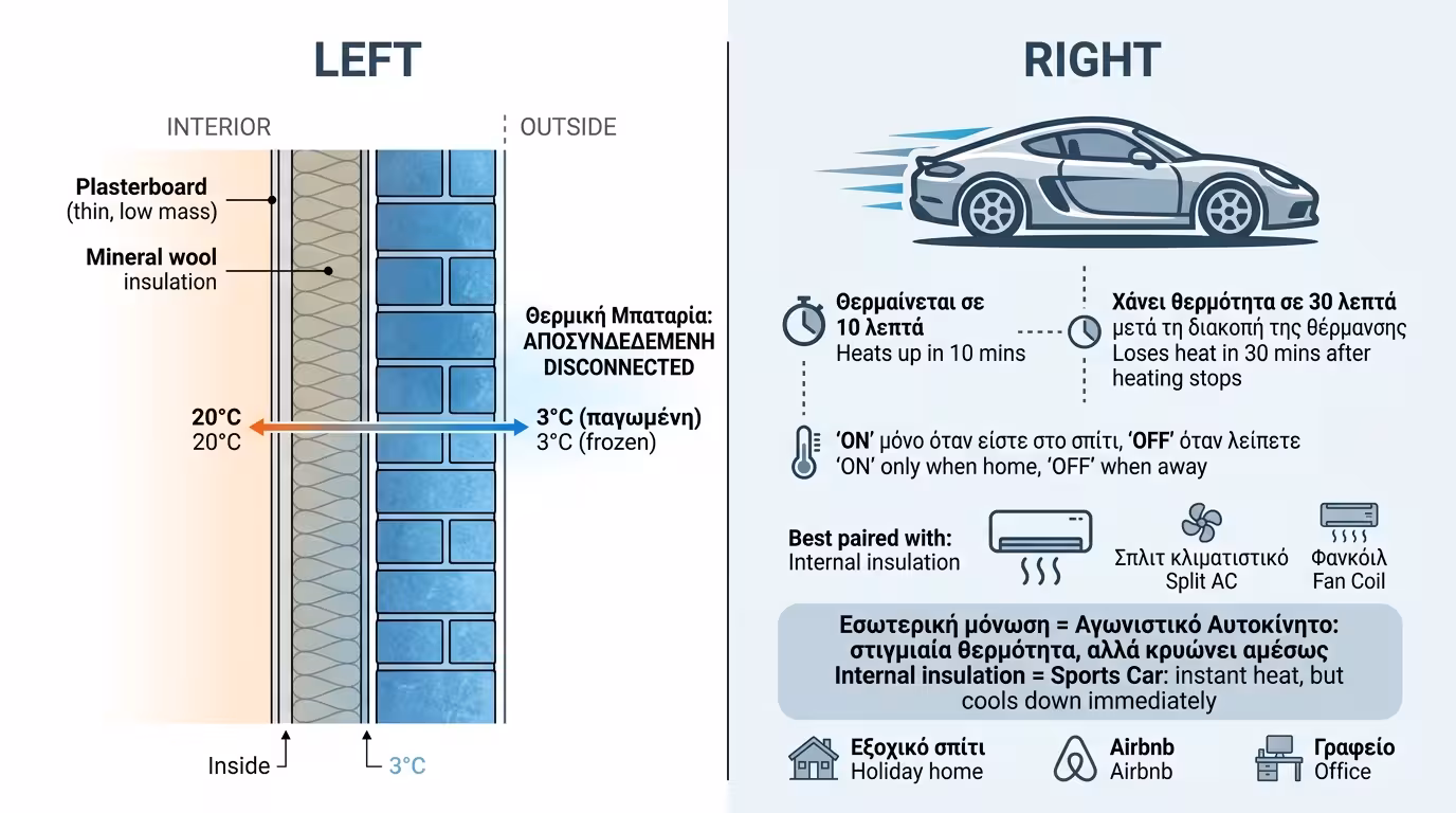 Εσωτερική μόνωση γυψοσανίδα - σπορ αυτοκίνητο γρήγορη θέρμανση