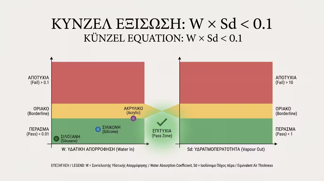 Εξίσωση Künzel: W × Sd < 0.1 για ιδανική θερμοπρόσοψη