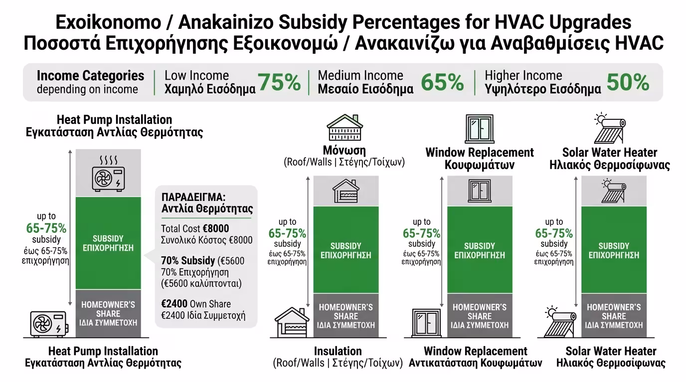 Εξοικονομώ & Ανακαινίζω – ποσοστά επιδότησης, Αντλία Θερμότητας, μόνωση, κουφώματα