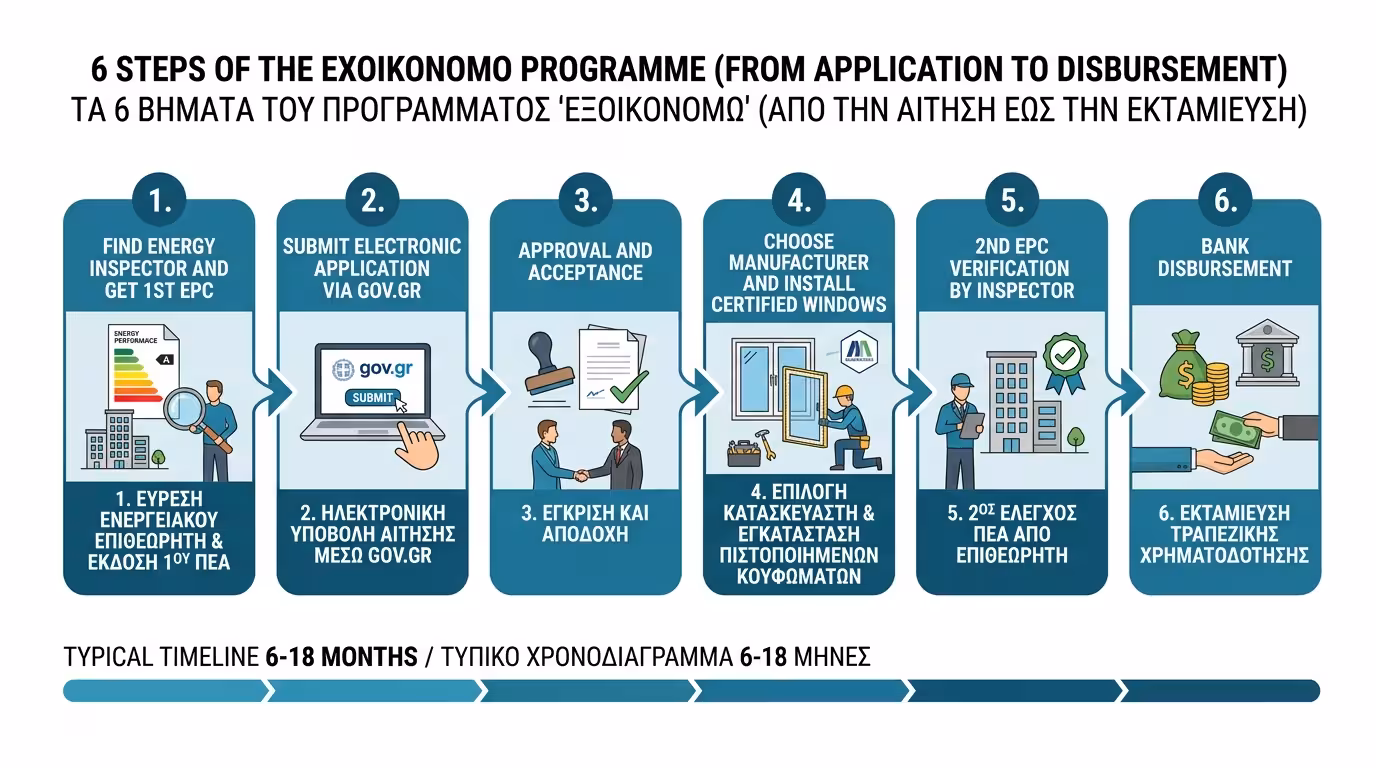 Τα 6 βήματα της διαδικασίας Εξοικονομώ - από ΠΕΑ μέχρι εκταμίευση