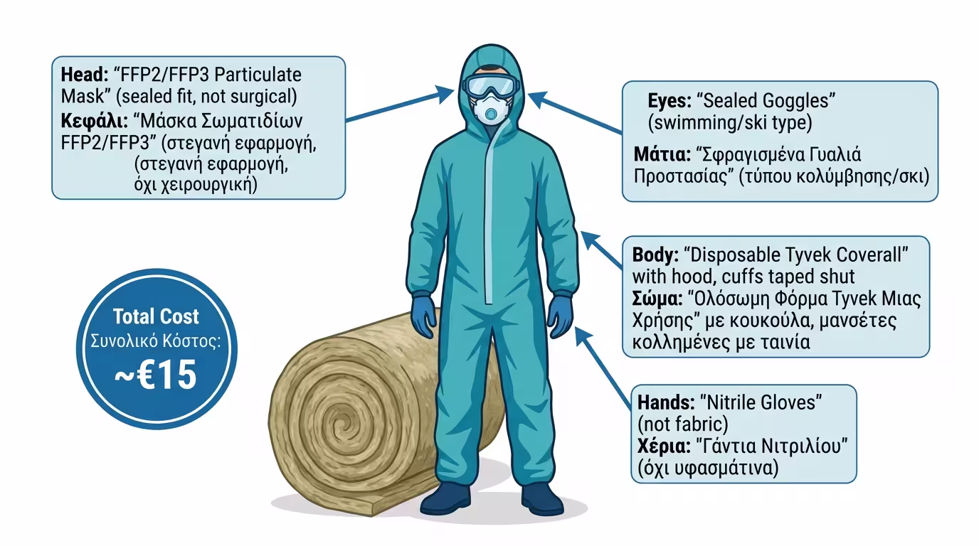 Μέσα Ατομικής Προστασίας ΜΑΠ - μάσκα FFP2, γυαλιά, φόρμα, γάντια