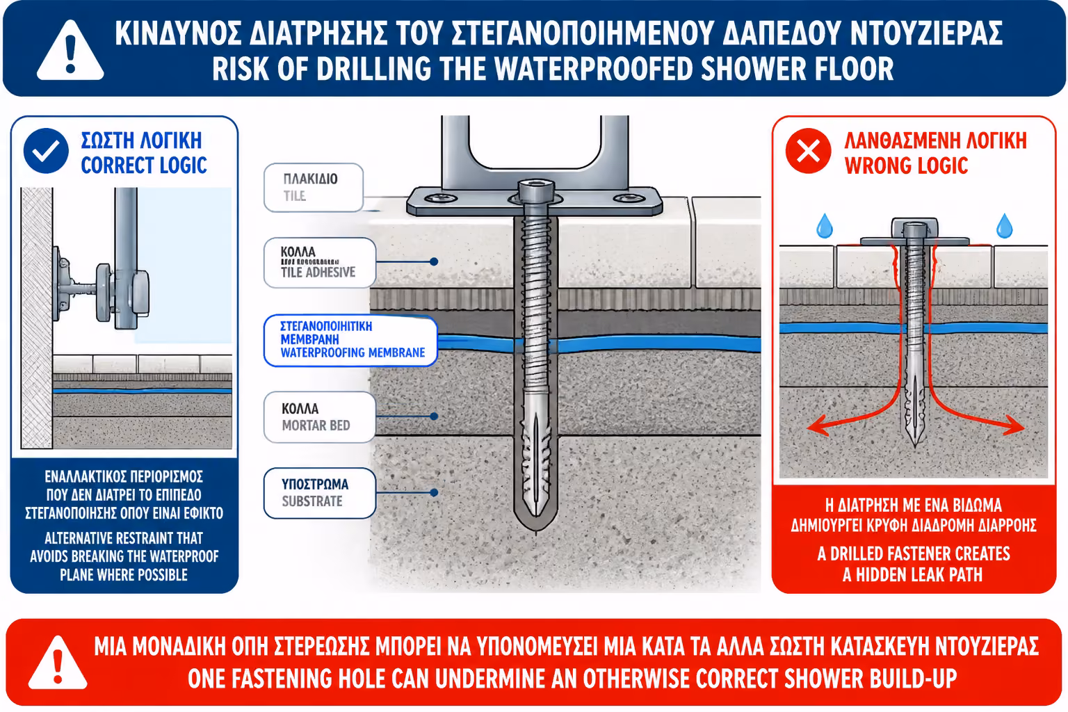 Εικονογράφηση για 4. Τρύπημα στο δάπεδο: γιατί πρέπει να αποφεύγεται όπου γίνεται