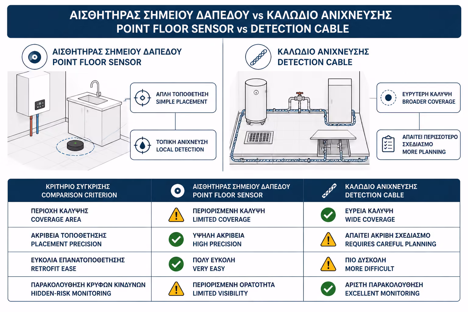 Εικονογράφηση για 3. Αισθητήρας δαπέδου ή αισθητήρας με καλώδιο ανίχνευσης;