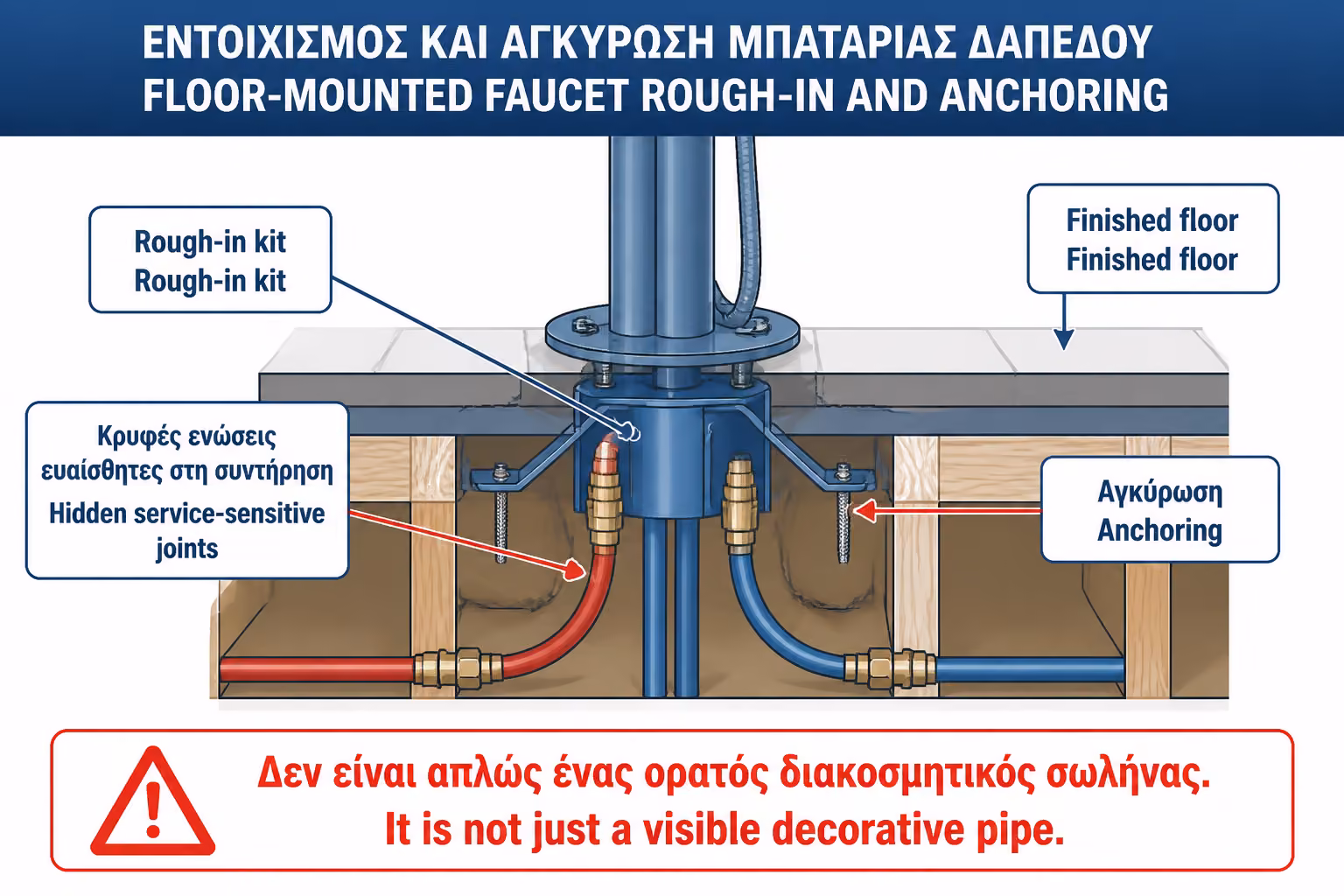Εικονογράφηση για 5. Rough-in kit: το κρυφό μέρος που κρίνει την εγκατάσταση