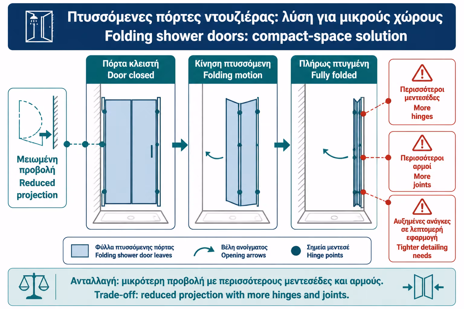 Εικονογράφηση για 4. Σπαστή ή αναδιπλούμενη καμπίνα: έξυπνη λύση όταν δεν υπάρχει χώρος ανοίγματος