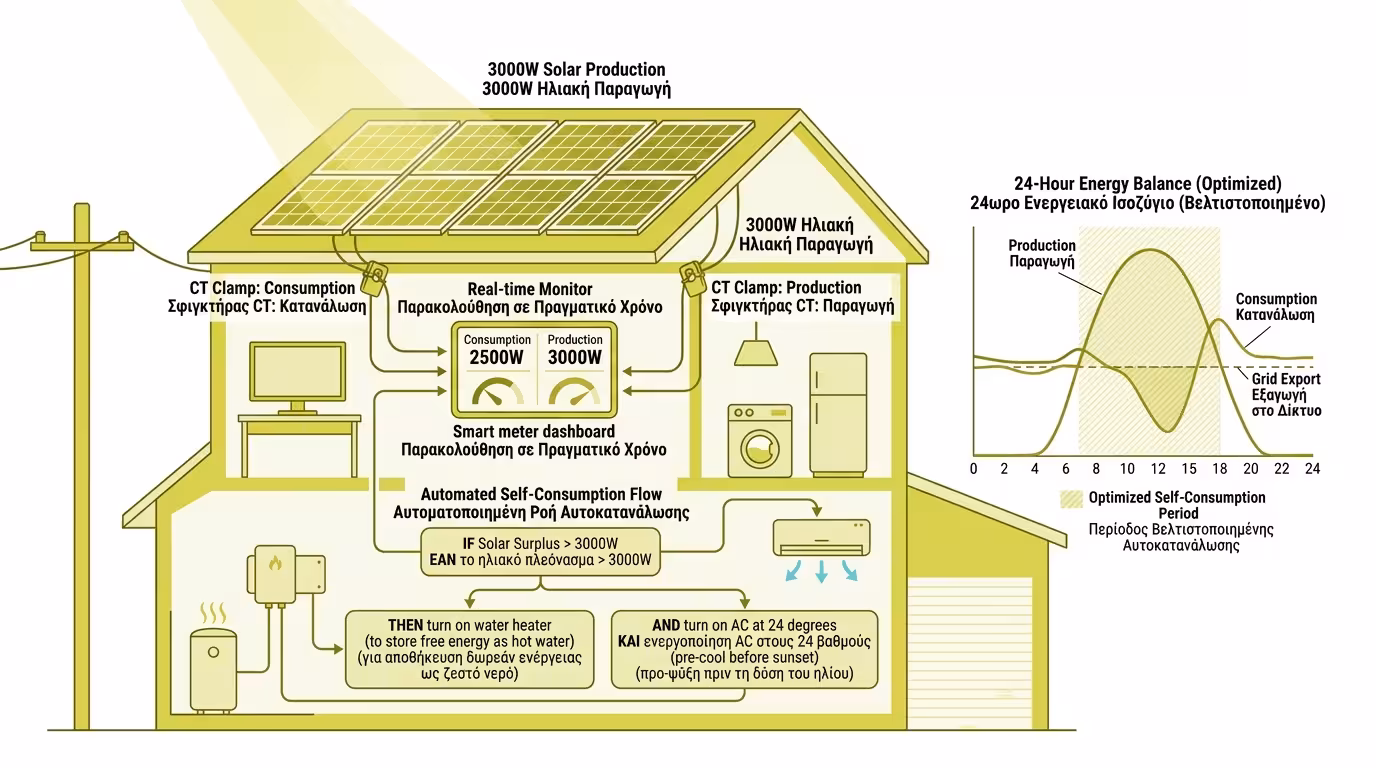 Φωτοβολταϊκά - θερμοσίφωνας, πλεόνασμα, αυτόματος Net Metering