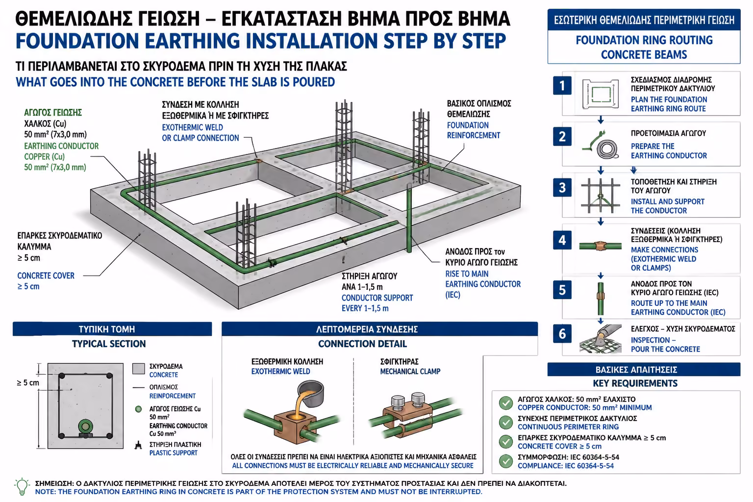 Περιμετρική όδευση ταινίας στα θεμέλια
