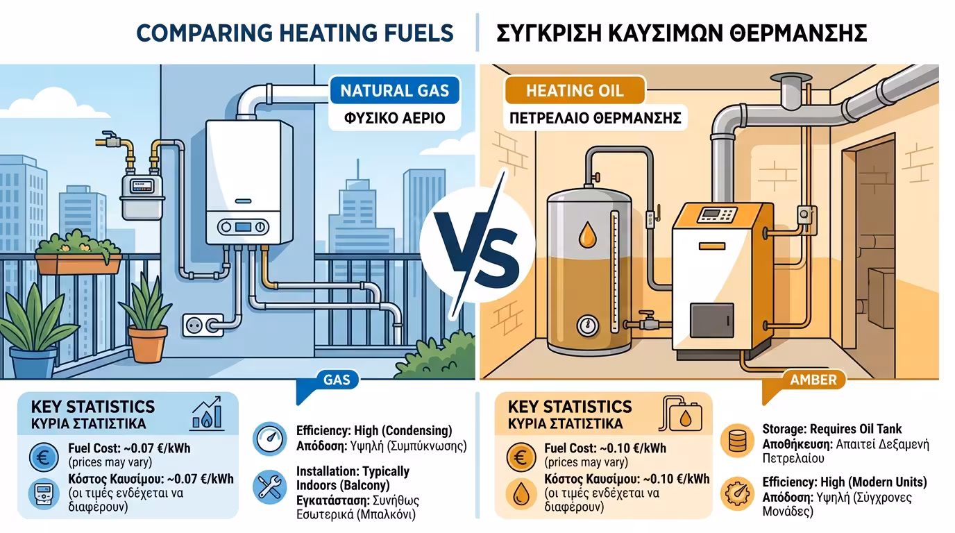 Φυσικό αέριο vs πετρέλαιο - συγκριτικός πίνακας κόστους