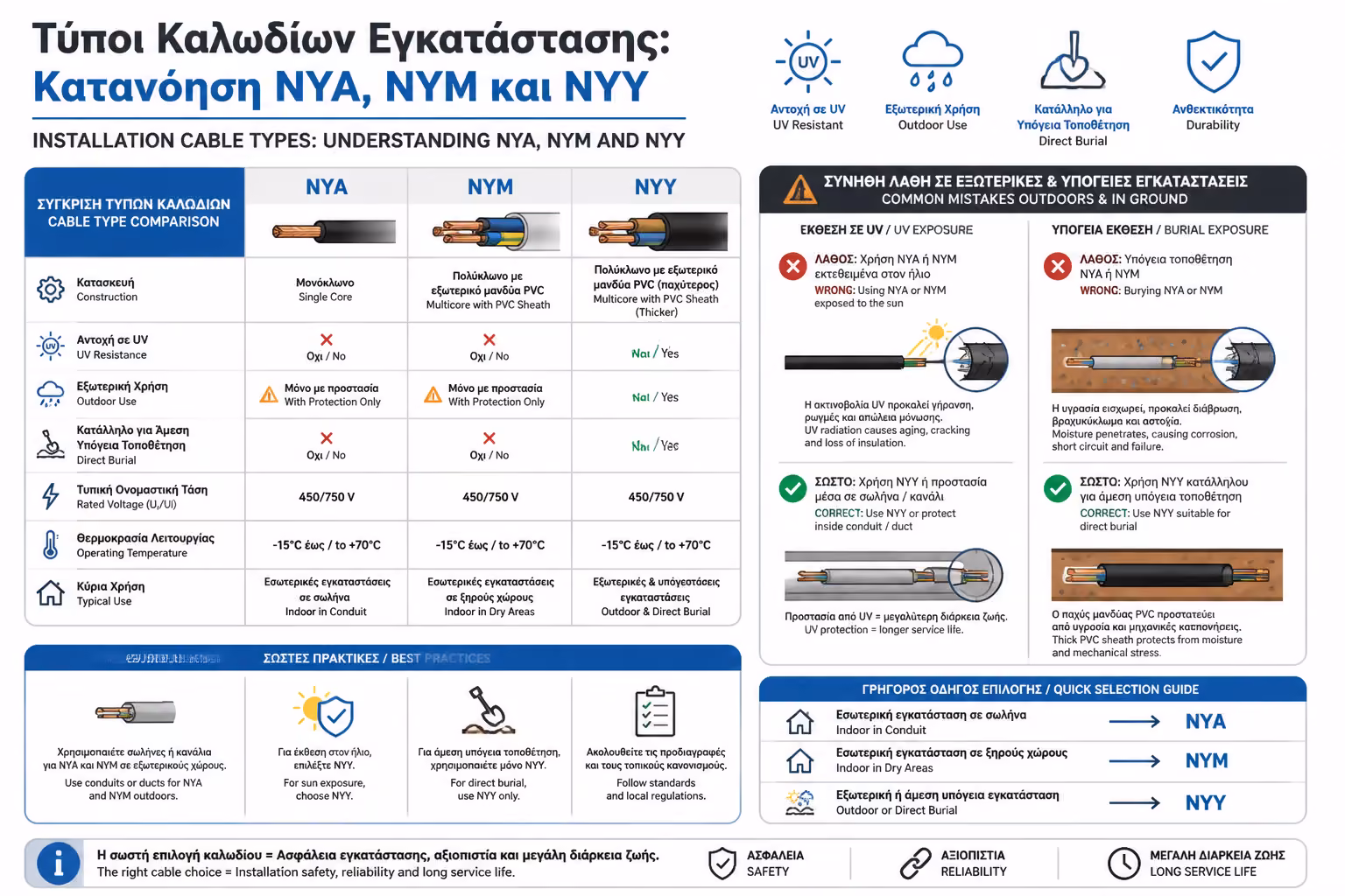 Λάθη χρήσης καλωδίων σε κήπο και ήλιο