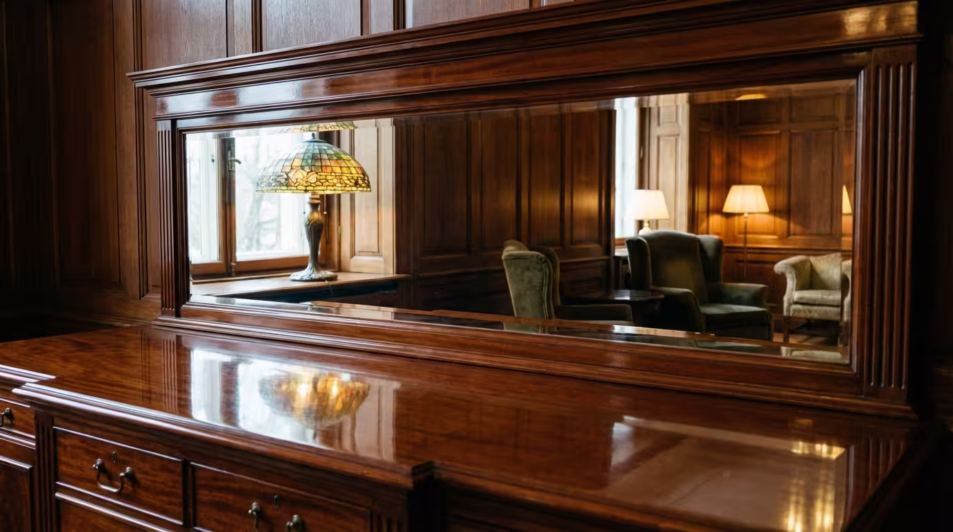 Κλασικό ξύλινο έπιπλο με γυαλιστερό βερνίκι - ανακλαστική επιφάνεια σαν καθρέφτη