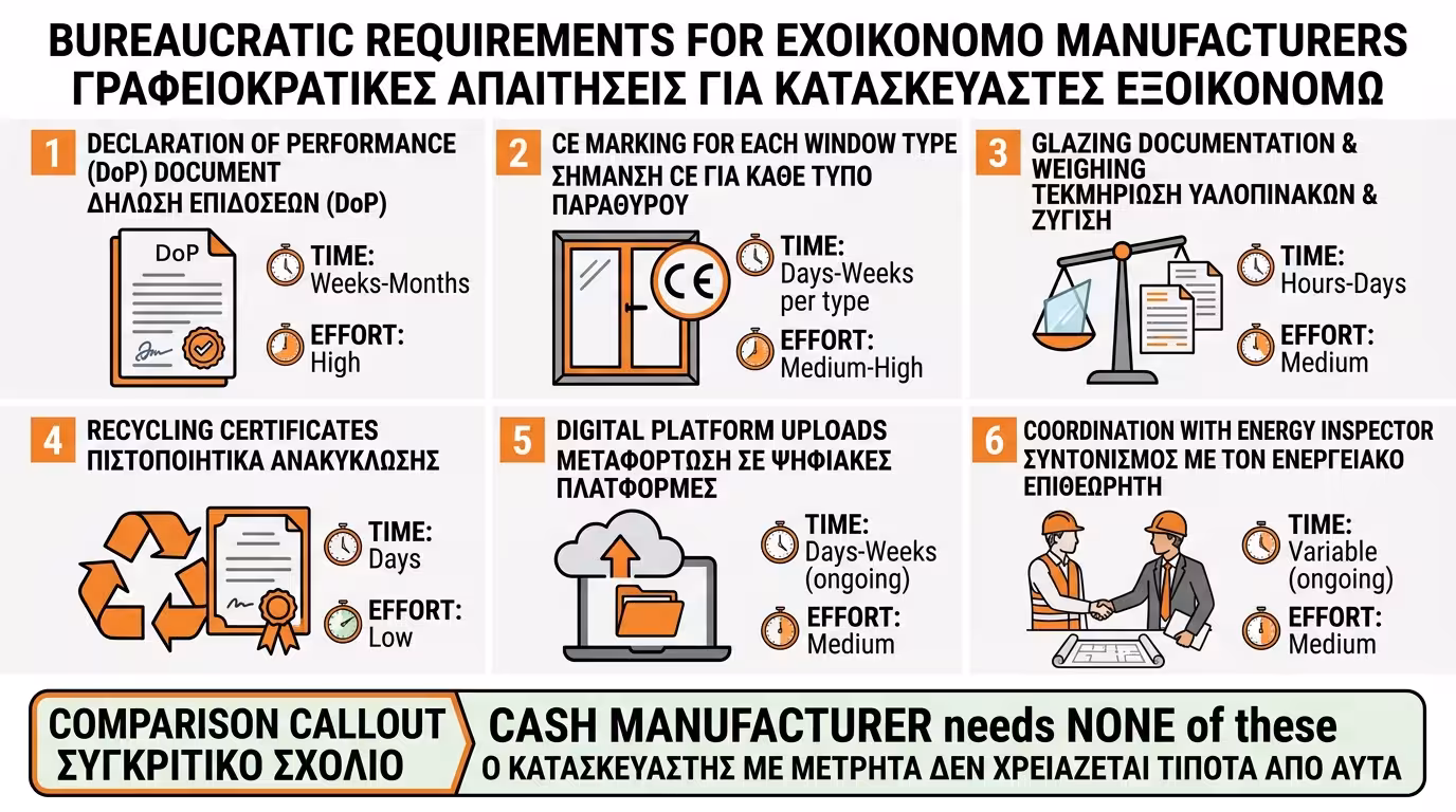 Γραφειοκρατία Εξοικονομώ - φάκελος CE, DoP, πιστοποιητικά, ΨΕΔ