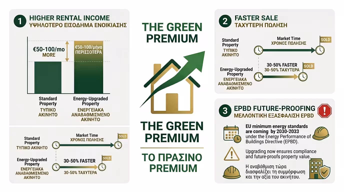 Green Premium - πώς η ενεργειακή αναβάθμιση αυξάνει την αξία του ακινήτου
