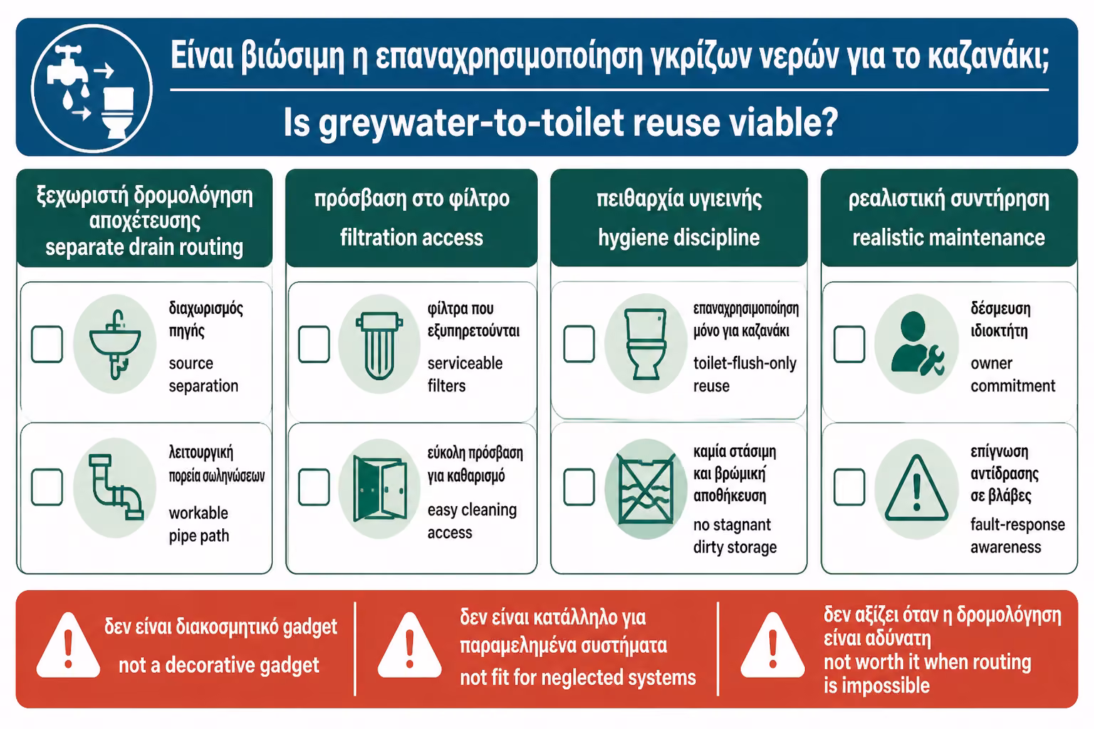 Εικονογράφηση για 18. Πρακτικό checklist πριν εξετάσετε greywater-to-toilet