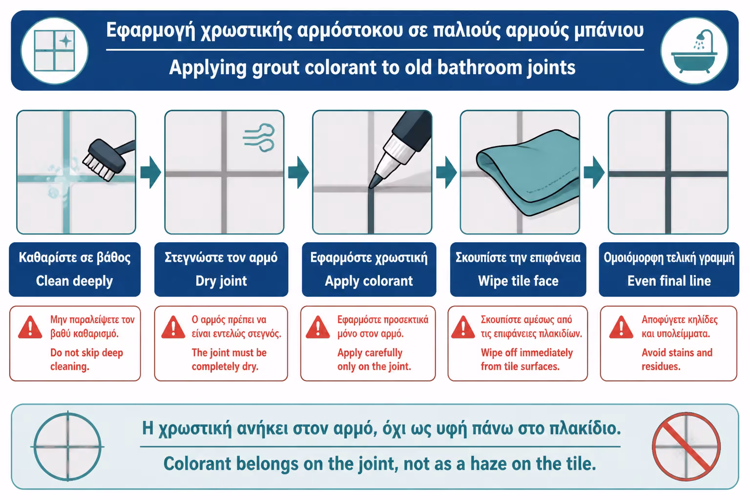 Εικονογράφηση για 10. Εφαρμογή με grout colorant