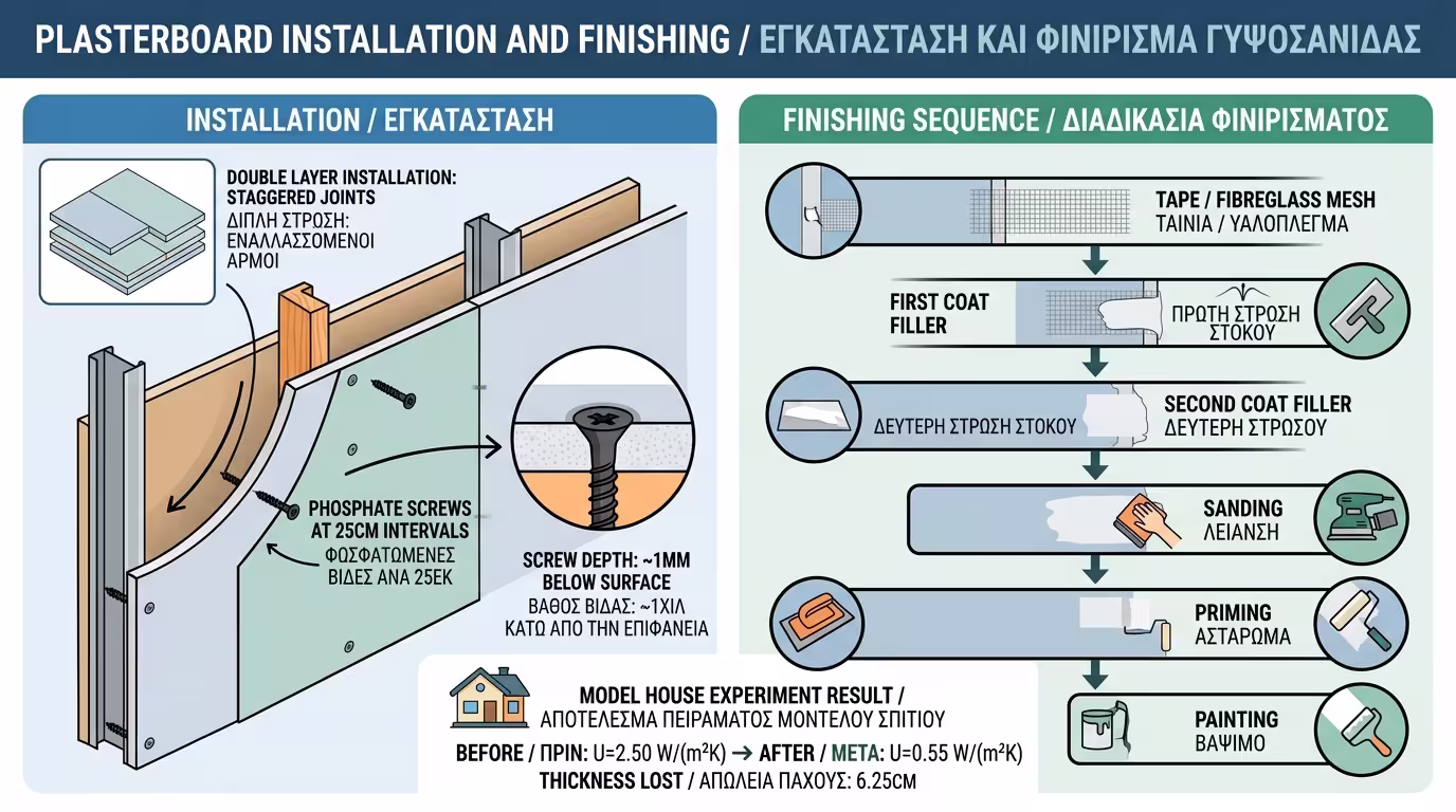 Στοκάρισμα αρμών γυψοσανίδας - τελικό φινίρισμα