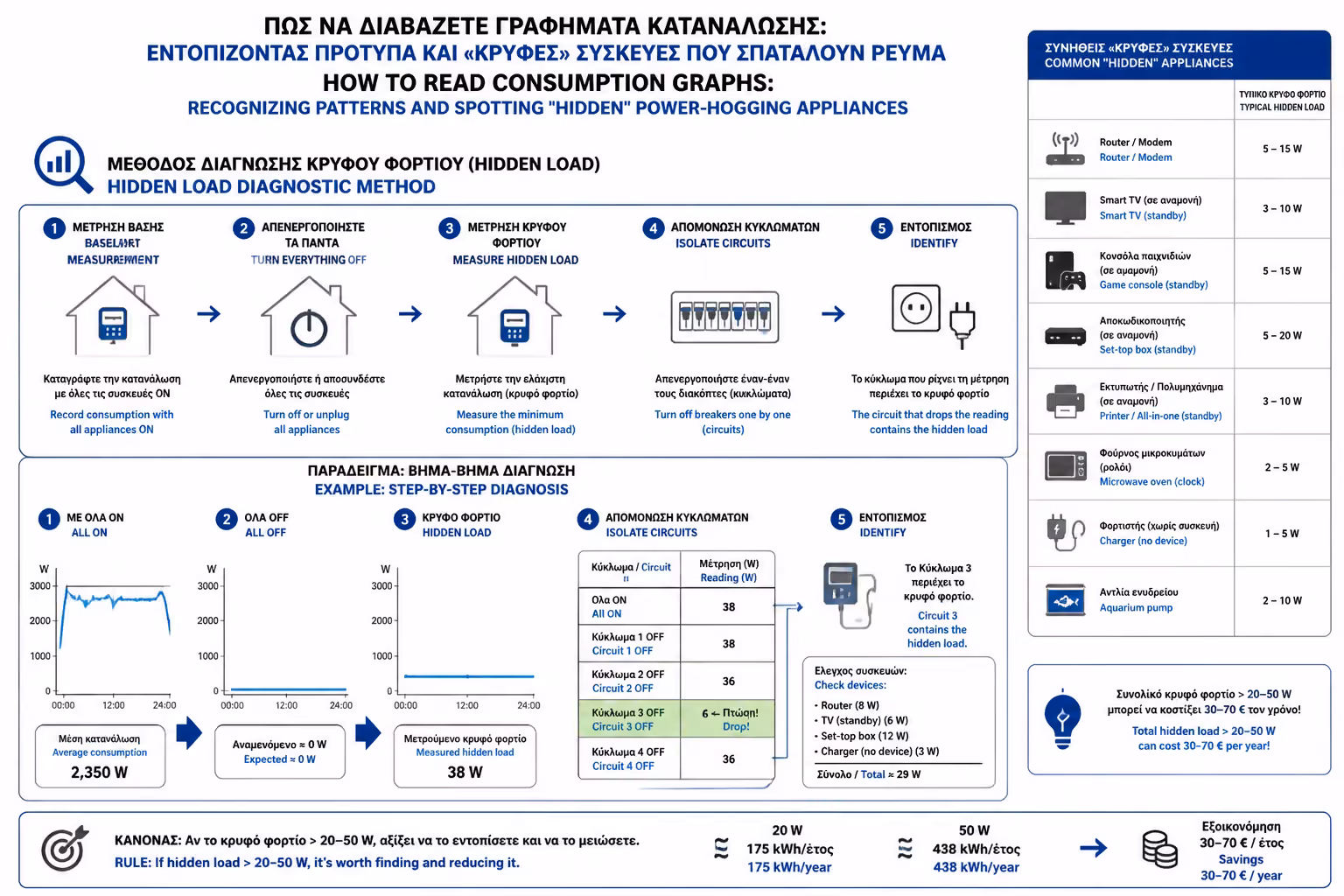 Εικονογράφηση για 4. Η Αναζήτηση των "Κρυφών" Καταναλώσεων (Διαγνωστική Μέθοδος)
