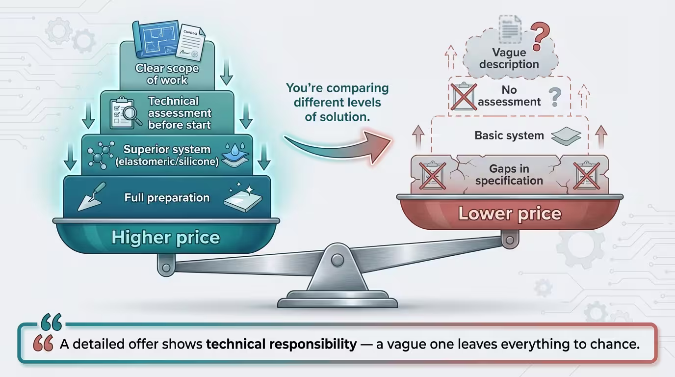 Scale: higher bid with full system vs lower bid with unknown gaps