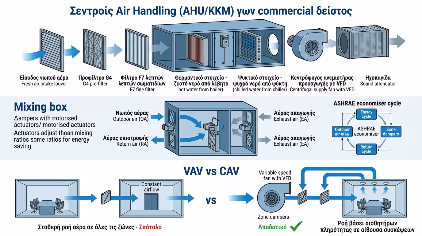 Ινφογκράφικ ΚΚΜ - AHU, κιβώτια μίξης, VAV/CAV