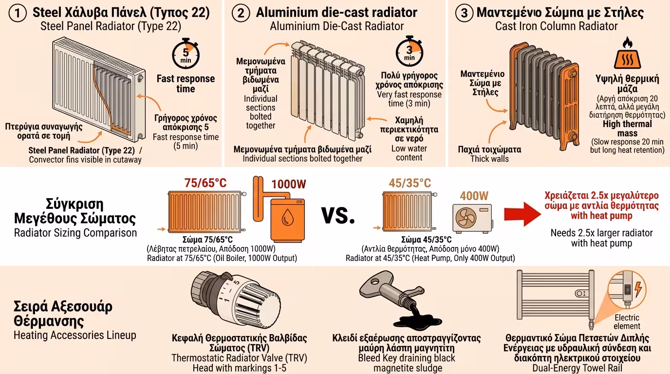 Ινφογκράφικ καλοριφέρ - πάνελ, αλουμίνιο, TRV, πετσετοκρεμάστρες