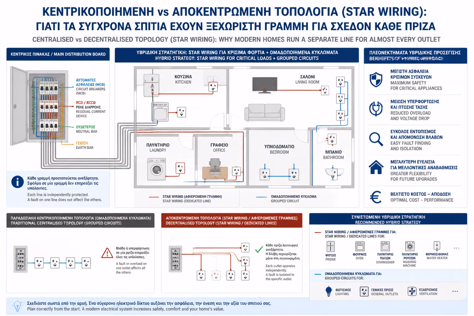 Υβριδική στρατηγική που συνδυάζει star wiring και παραδοσιακή ομαδοποίηση