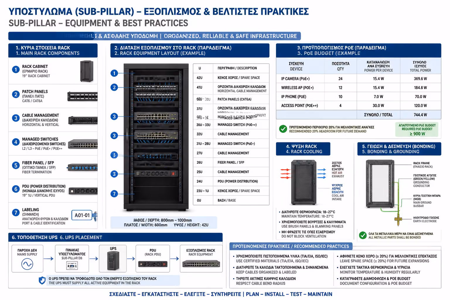 Ινφογκράφικ για την ενότητα Racks, Patch Panels & IT Infrastructure