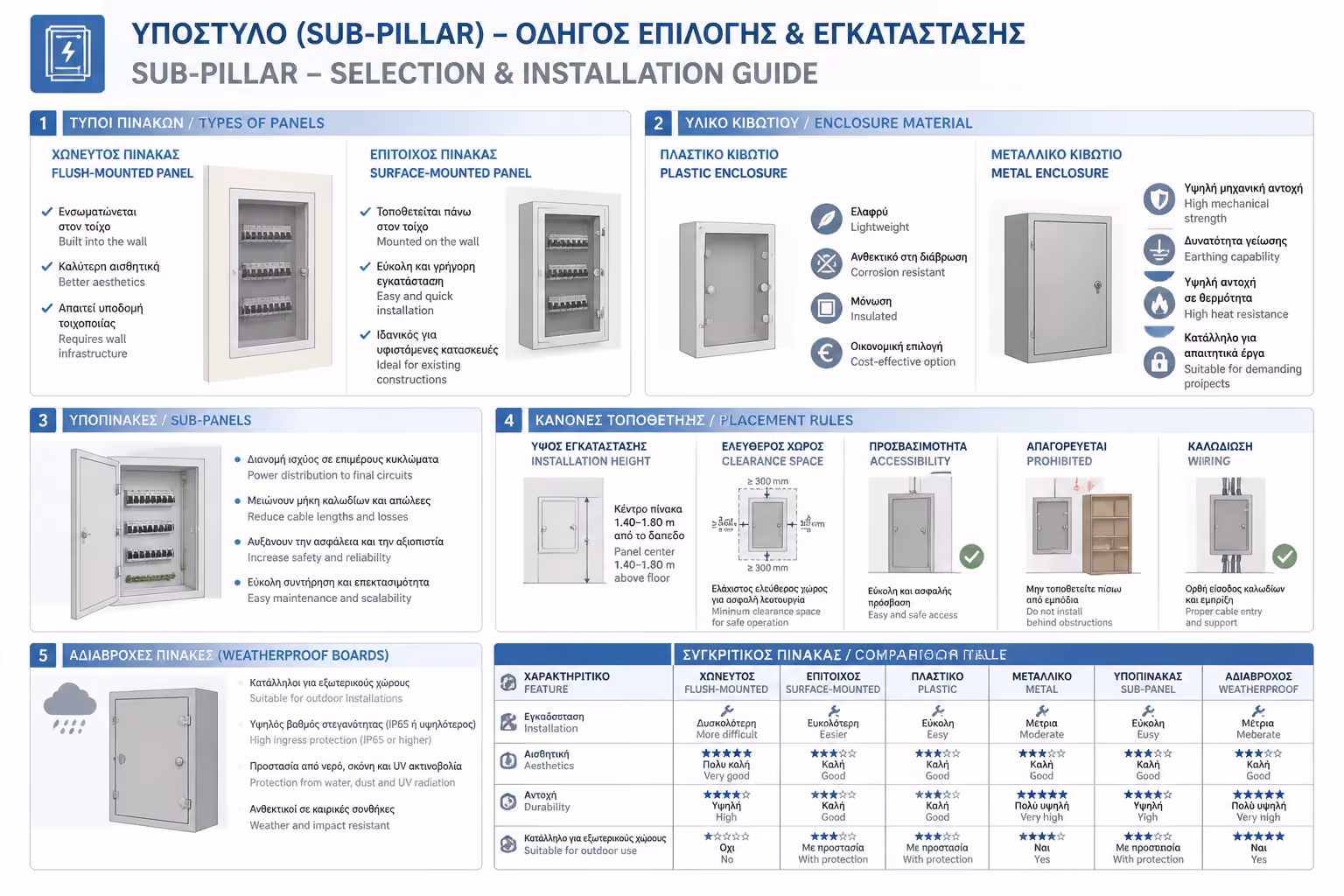 Ινφογκράφικ για την ενότητα Αρχιτεκτονική & Είδη Ηλεκτρικών Πινάκων
