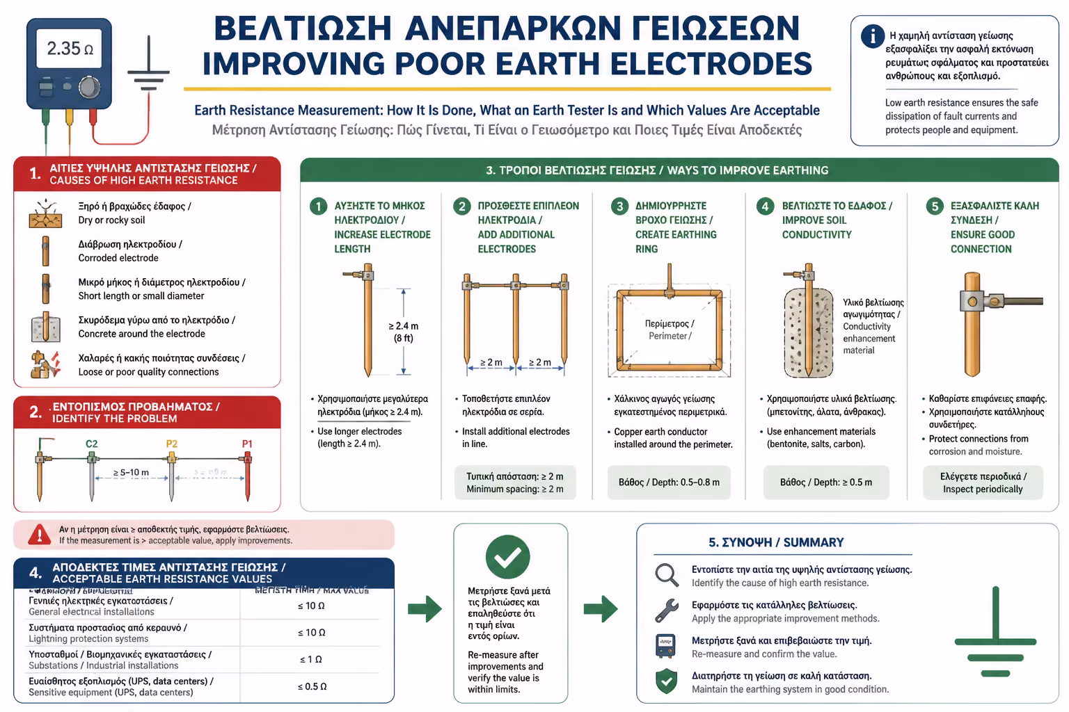 Τρόποι βελτίωσης γείωσης με υψηλή αντίσταση