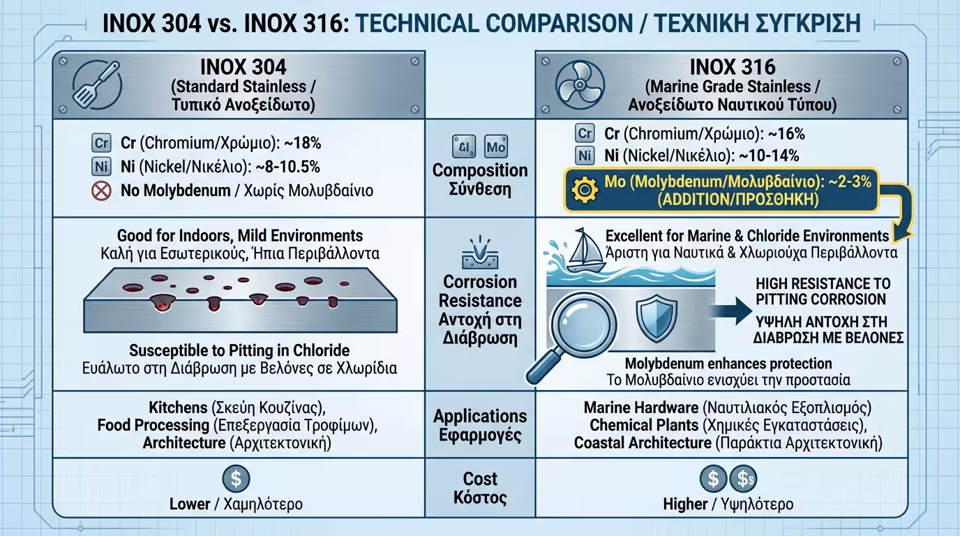 Ινφογκράφικ: Διαδοχικά στάδια καθαρισμού Inox vs Απόφαση για πλήρη βαφή.
