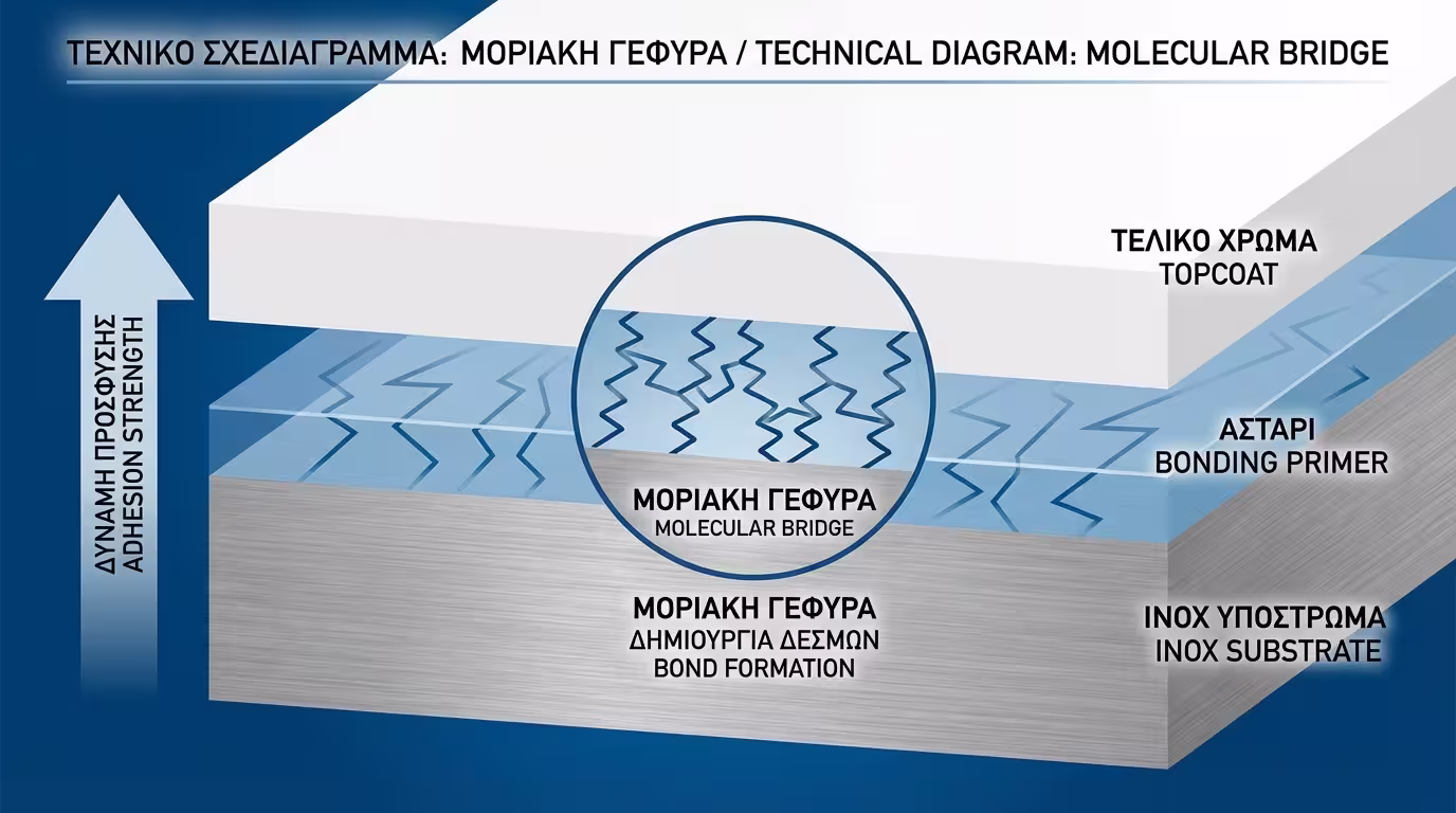 Ινφογκράφικ: Η διαδικασία matting και η εφαρμογή Bonding Primer για μέγιστη πρόσφυση στο Inox.