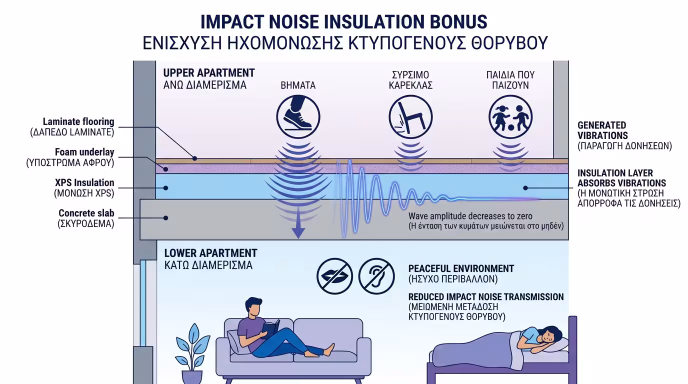 Ηχομόνωση κτυπογενούς θορύβου - αμορτισέρ βημάτων