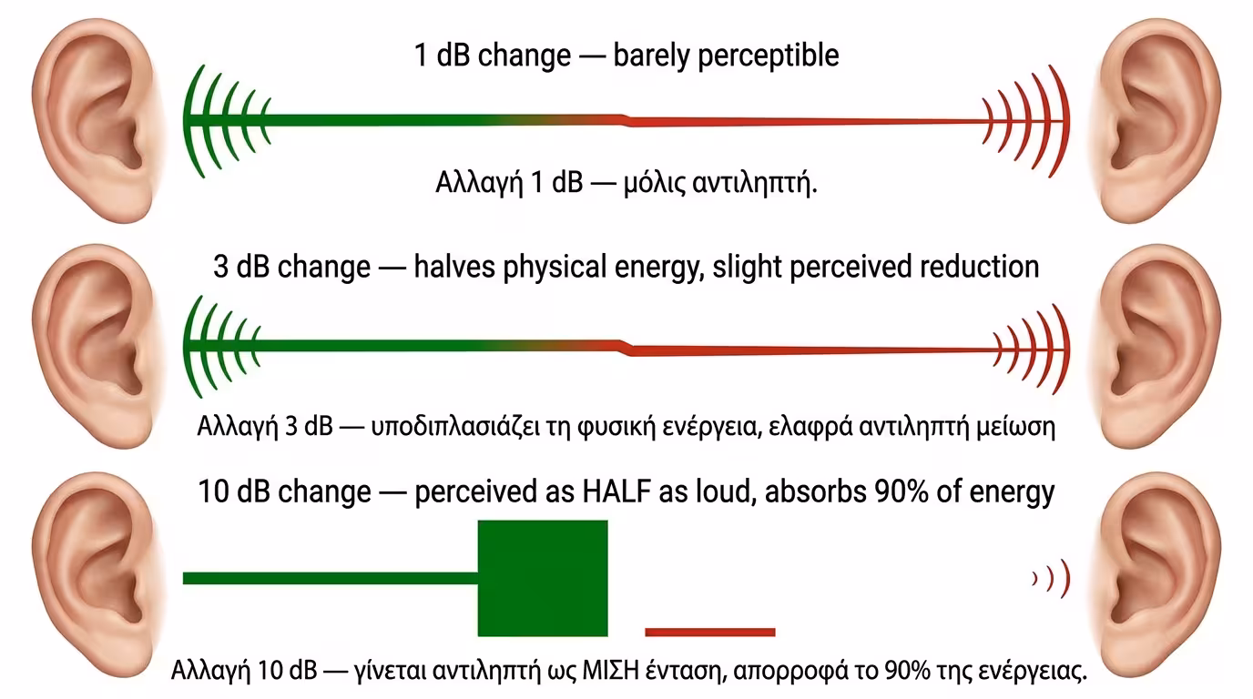 Κανόνας 3 dB και 10 dB - φυσική ενέργεια vs ψυχοακουστική αντίληψη