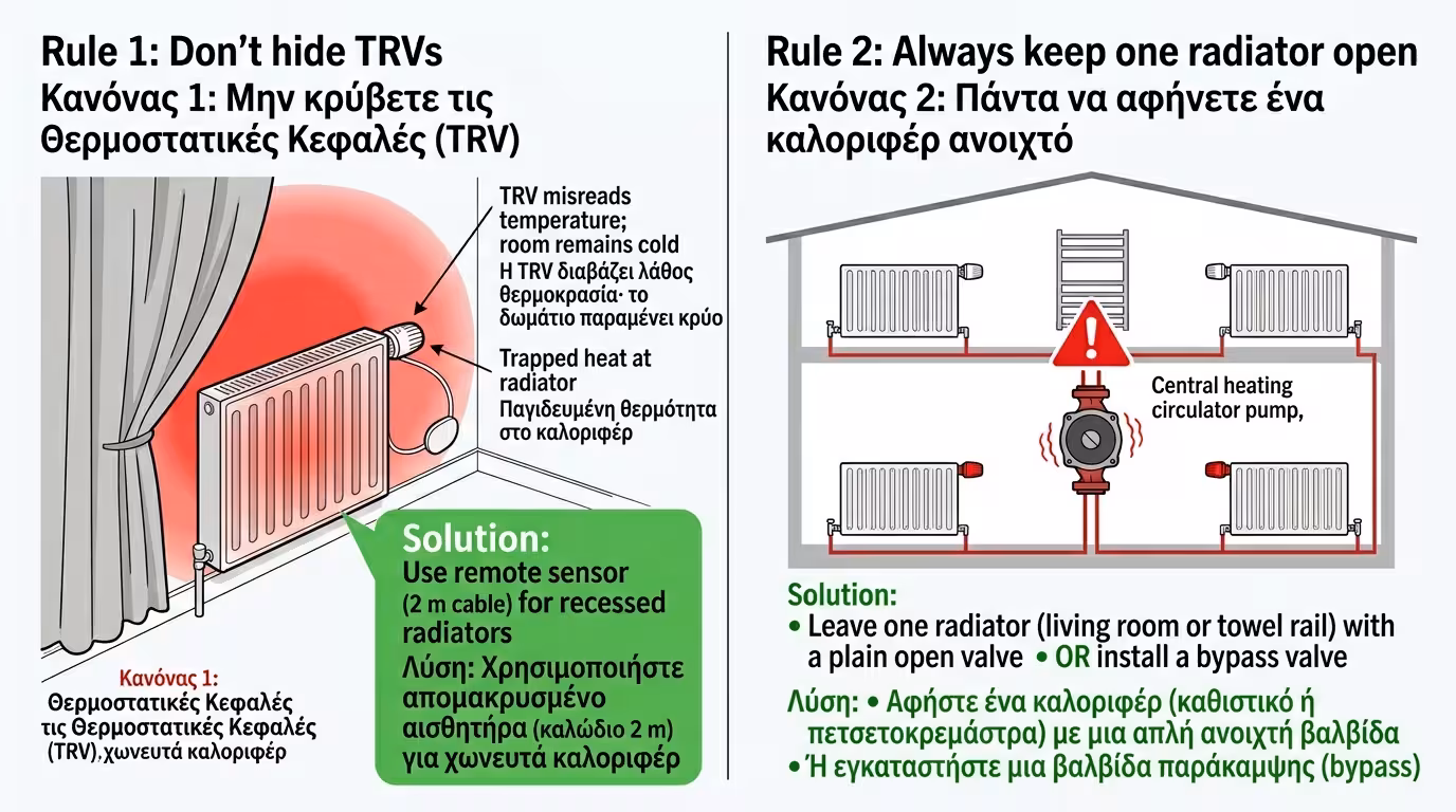 Κανόνες TRV: μη βάζετε πίσω από κουρτίνα + πάντα ένα ανοιχτό σώμα (bypass)