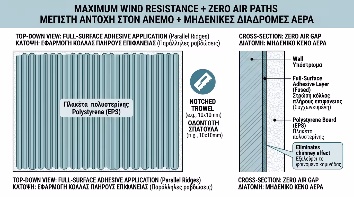 Καθολική επικόλληση με οδοντωτή σπάτουλα