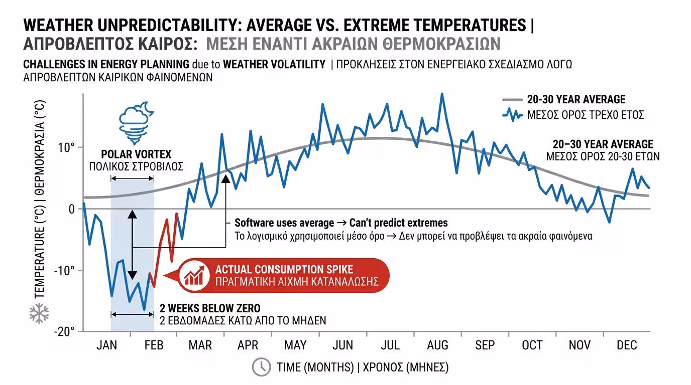Μέσος όρος 20-30 ετών vs πραγματικός χειμώνας - πολικός βοριάς